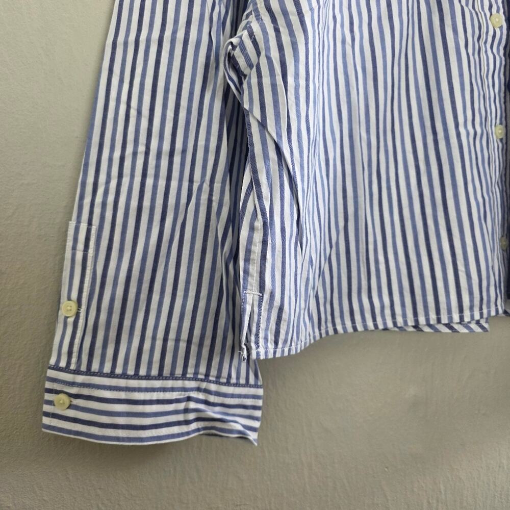 NWT Everlane The Woven PJ Button Down Crop Top Blue White Stripe Cotton Medium - Picture 10 of 16